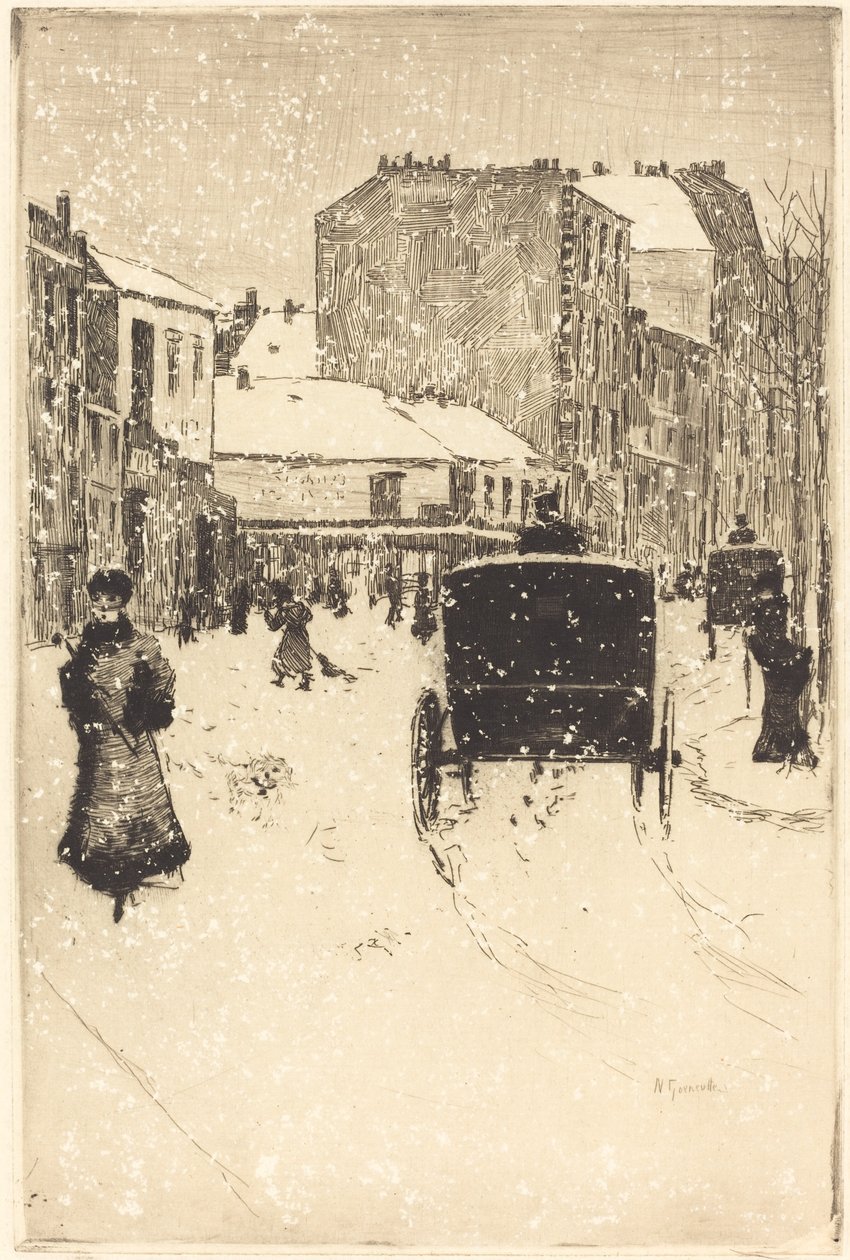 Boulevard Clichy in the Snow by Norbert Goeneutte