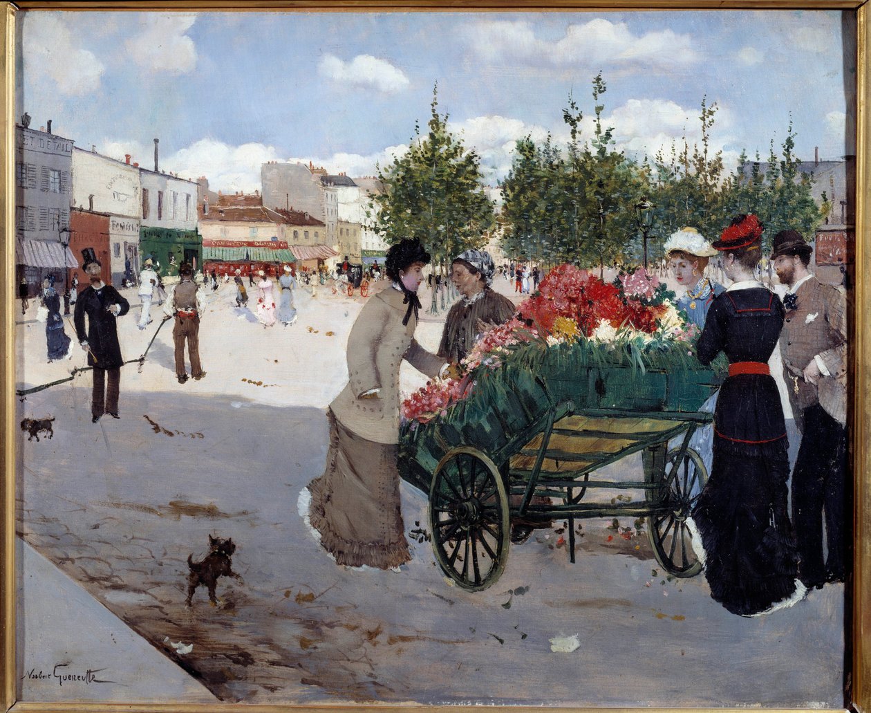 Florist on Boulevard Rochechouart in Paris (Marche de la Madeleine) by Norbert Goeneutte