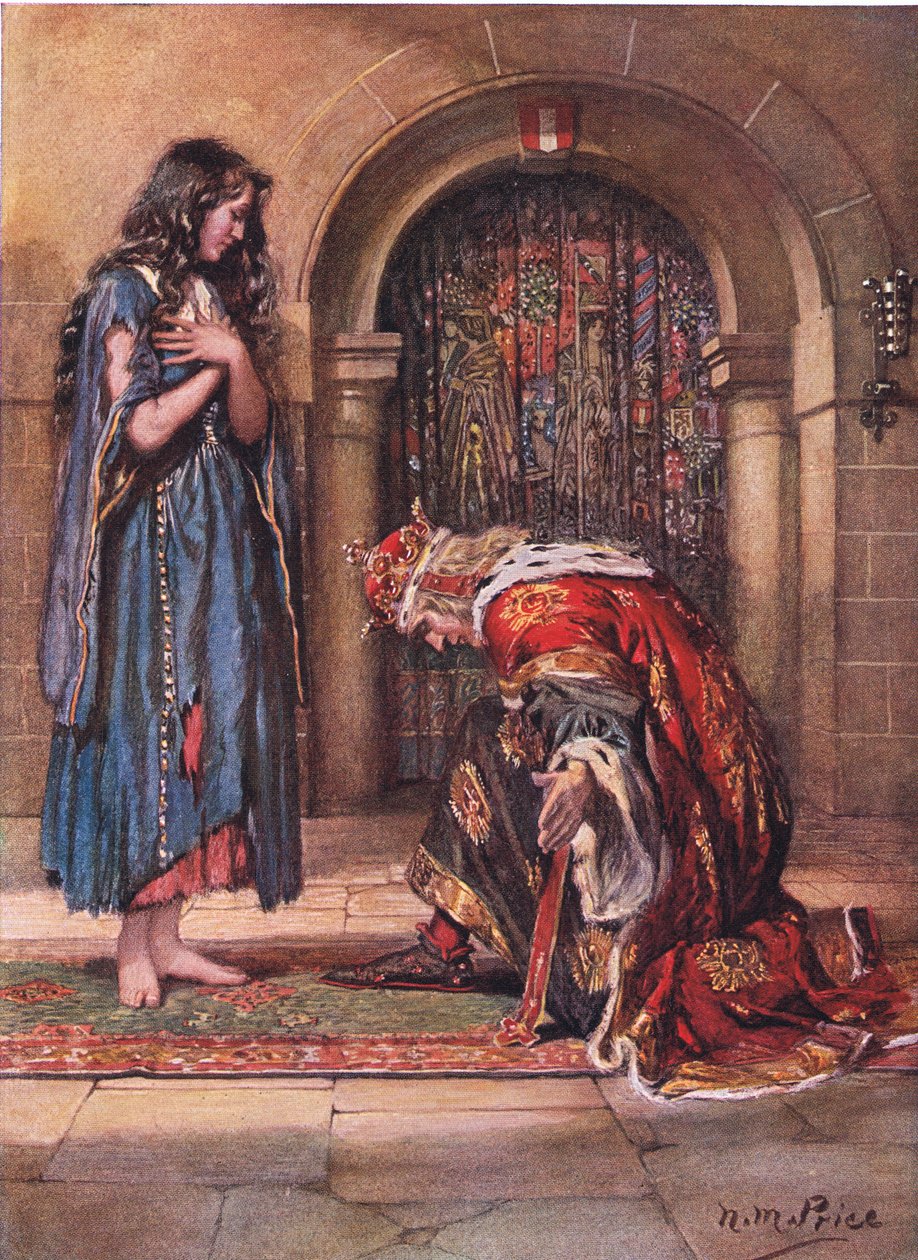 Barefooted came the Beggar-Maid before the King Cophetua, illustration from 