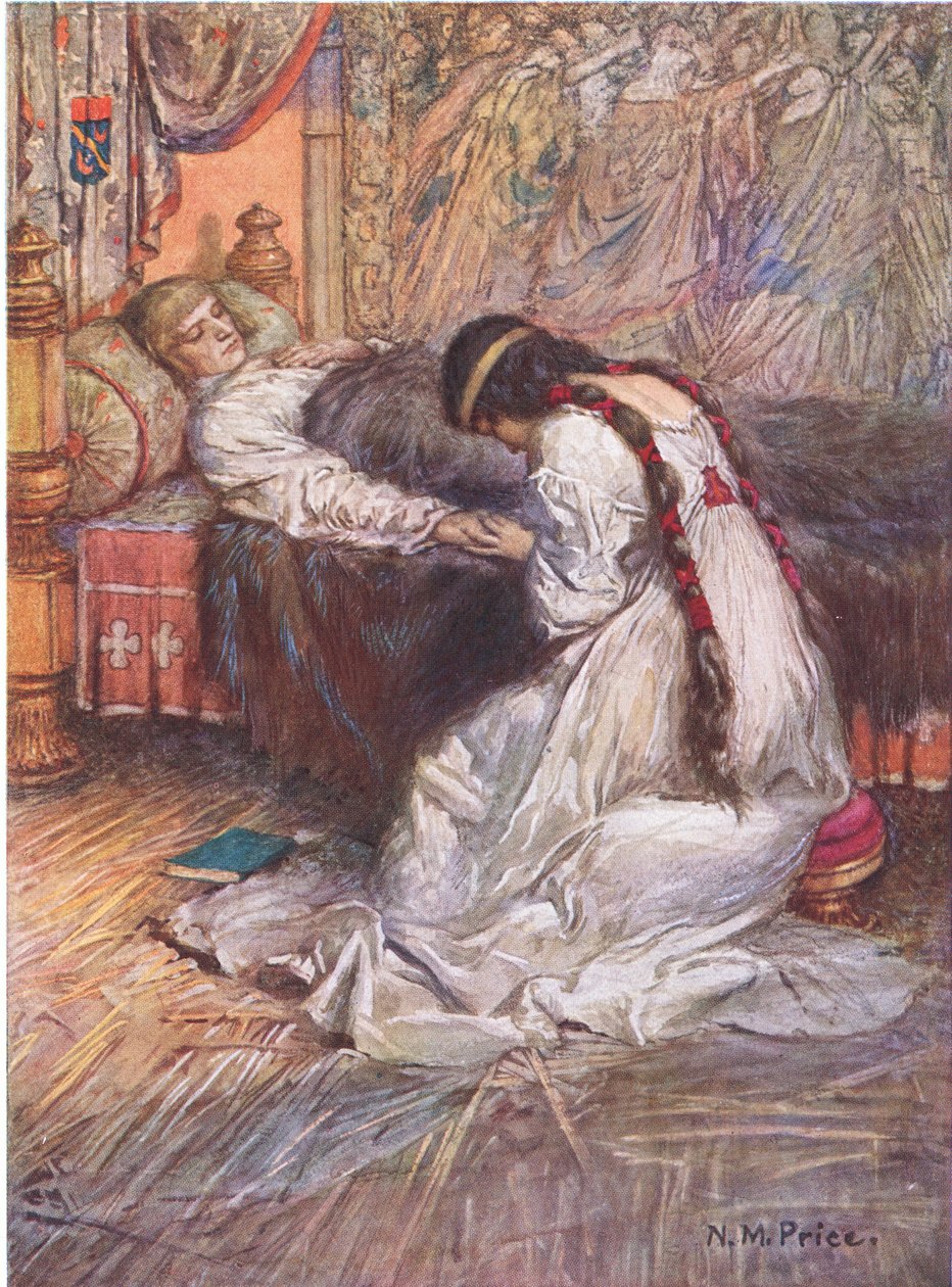 He felt her tears upon his hand, illustration from 