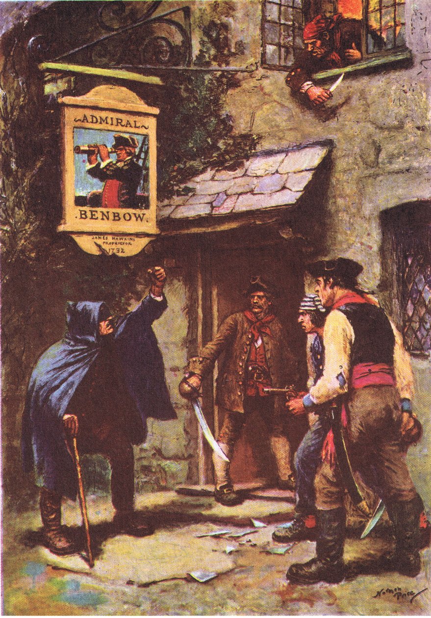 A man leaned out in the moonlight, from Treasure Island published by MacDonald 1947 by Norman Mills Price