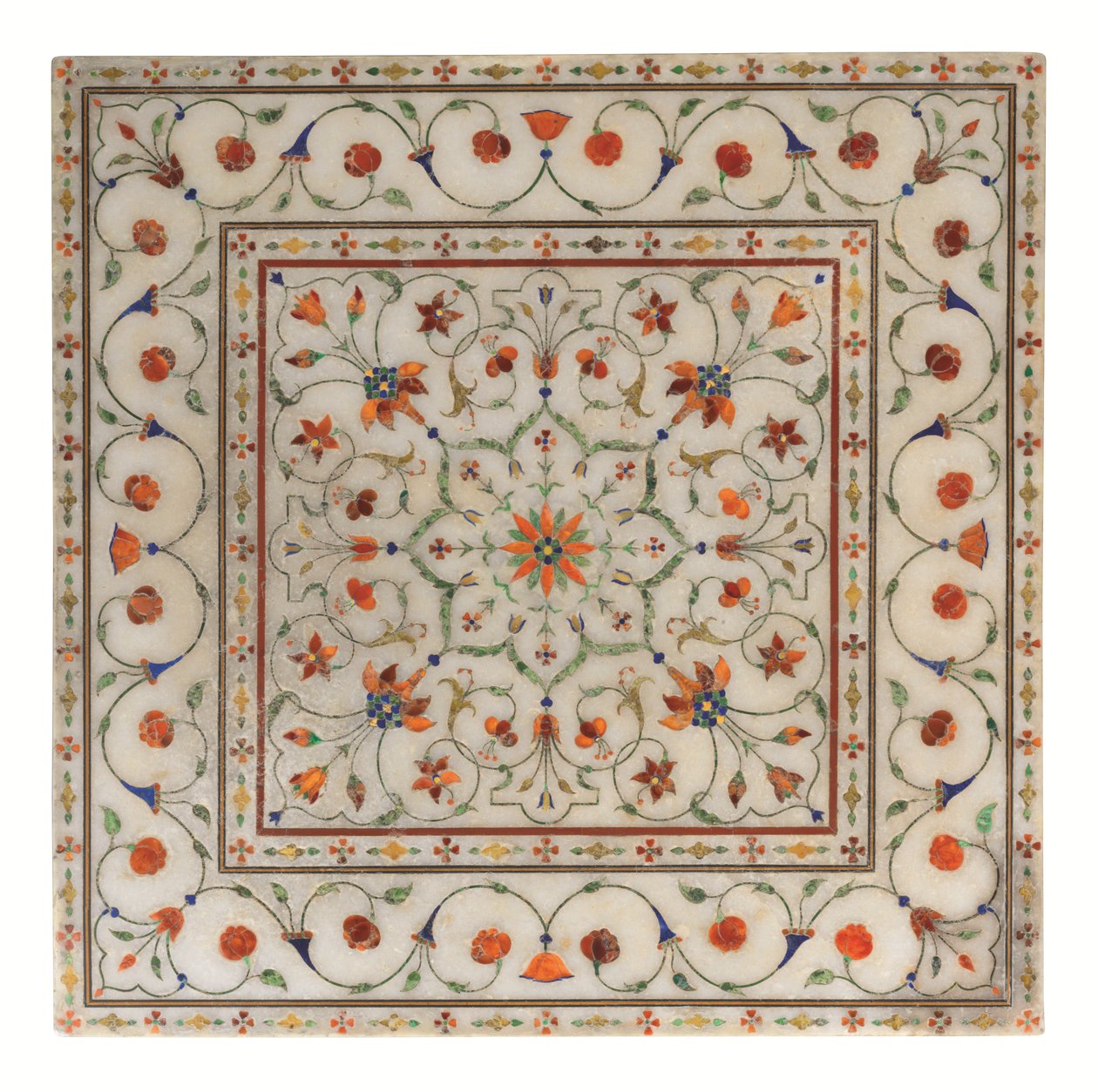 A Mughal Pietra Dura Inlaid Marble Footrest, c. 1700 by North Indian School