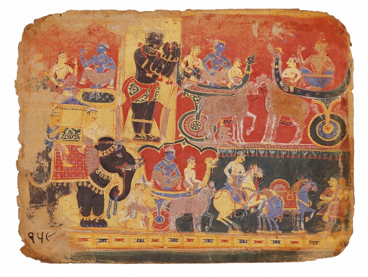 Illustration for Bhagavata Purana, the Rukmini-Haran, First Half 16th Century by North Indian School
