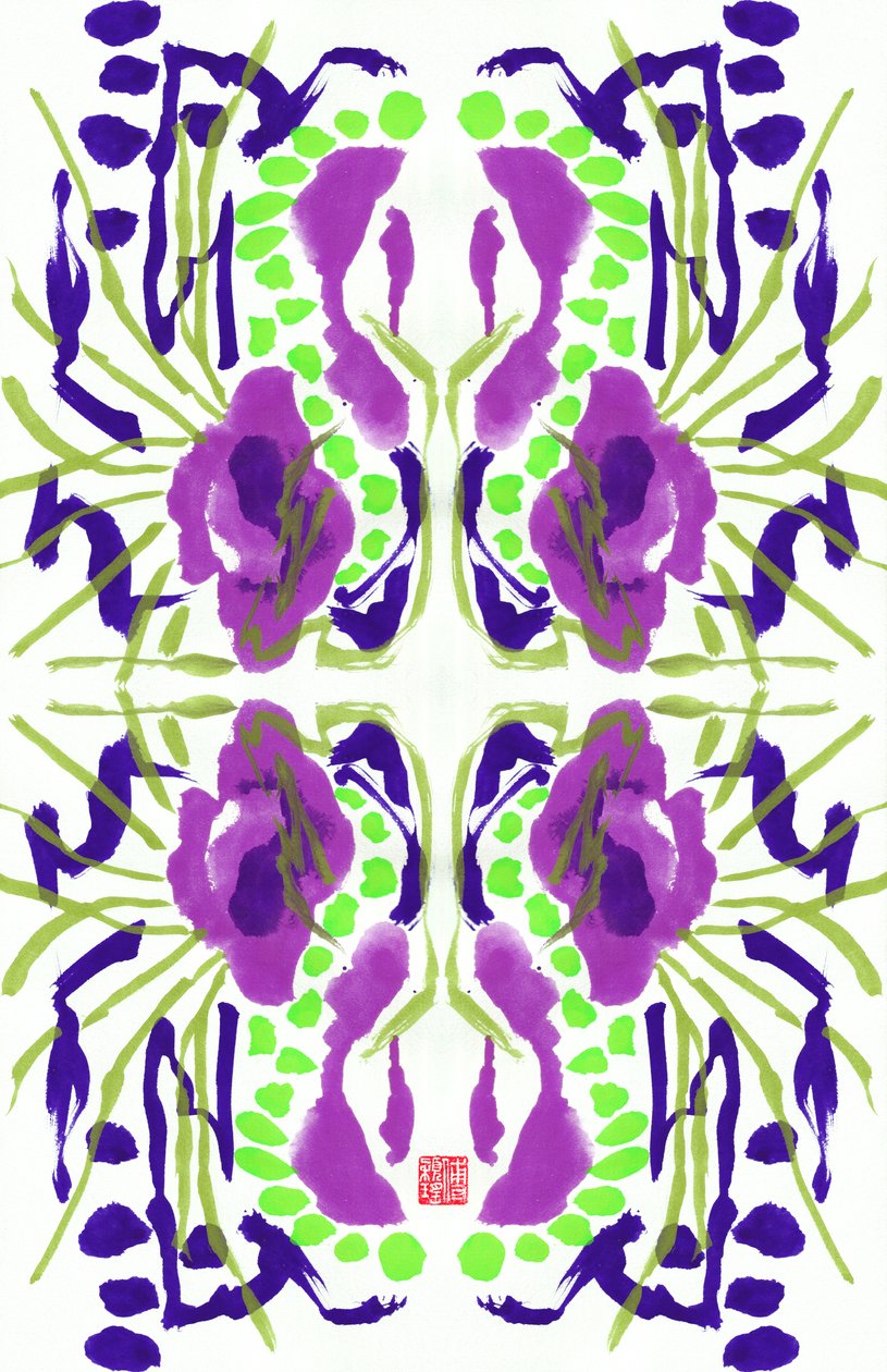 Purple Green Floral Pattern by Odilia W. Y. Fu