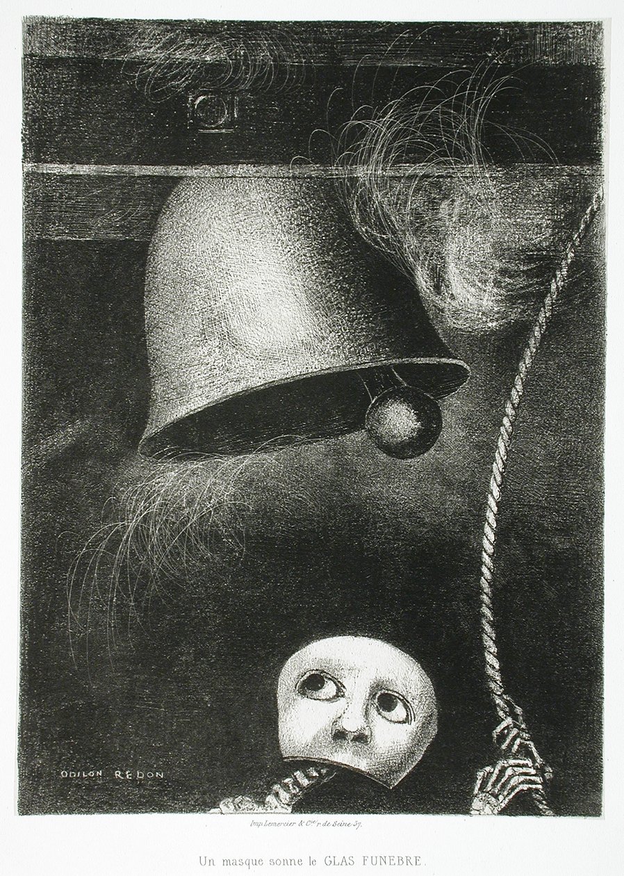A Mask Sounds the Death Knell by Odilon Redon