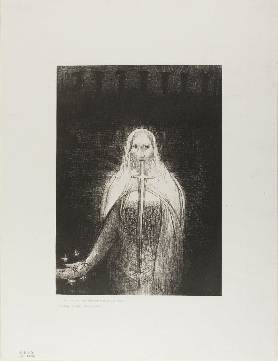 And He Had in His Right Hand Seven Stars; and Out of His Mouth Went a Sharp Two-Edged Sword, plate 1 of 12 by Odilon Redon