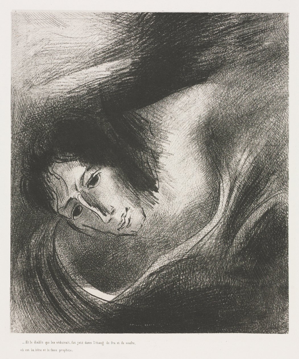 And the Devil That Deceived Them was Cast into the Lake of Fire and Brimstone, Where the Beast and the False Prophet Are by Odilon Redon