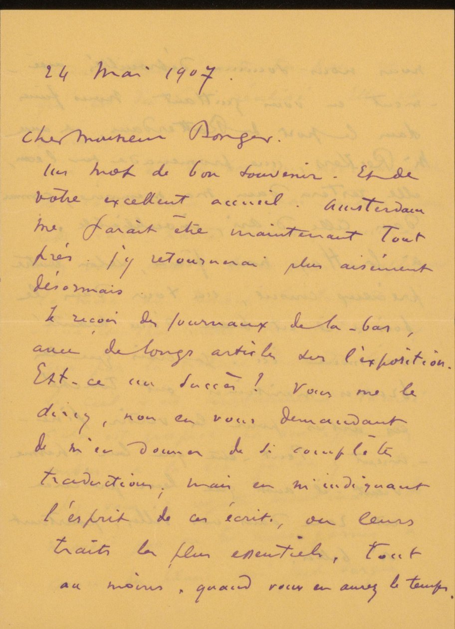 Letter to Andries Bonger by Odilon Redon
