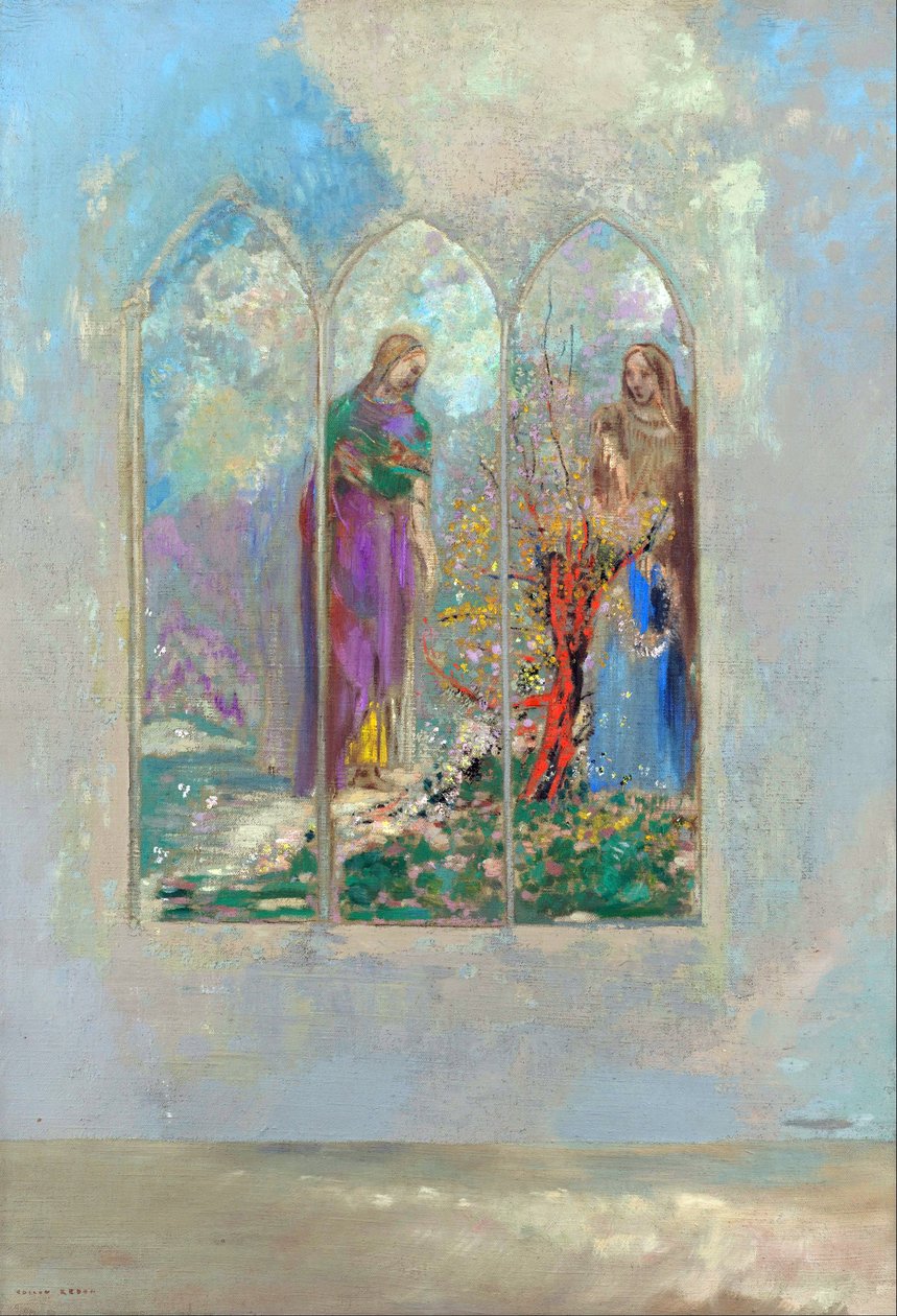 Devotion Near a Red Bush by Odilon Redon