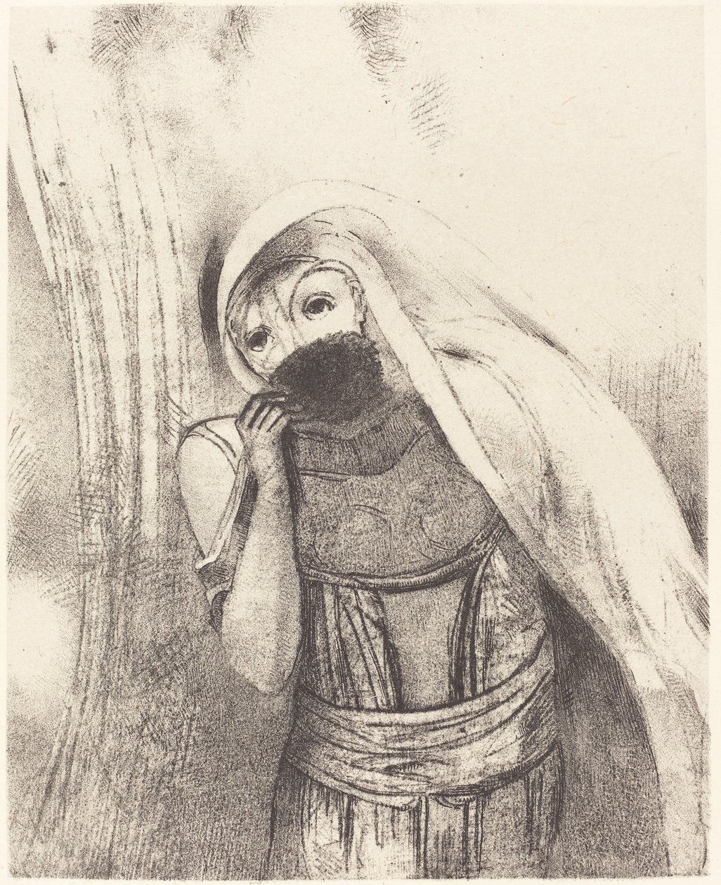 She Draws from Her Bosom a Sponge, Perfectly Black, and Covers It with Kisses by Odilon Redon