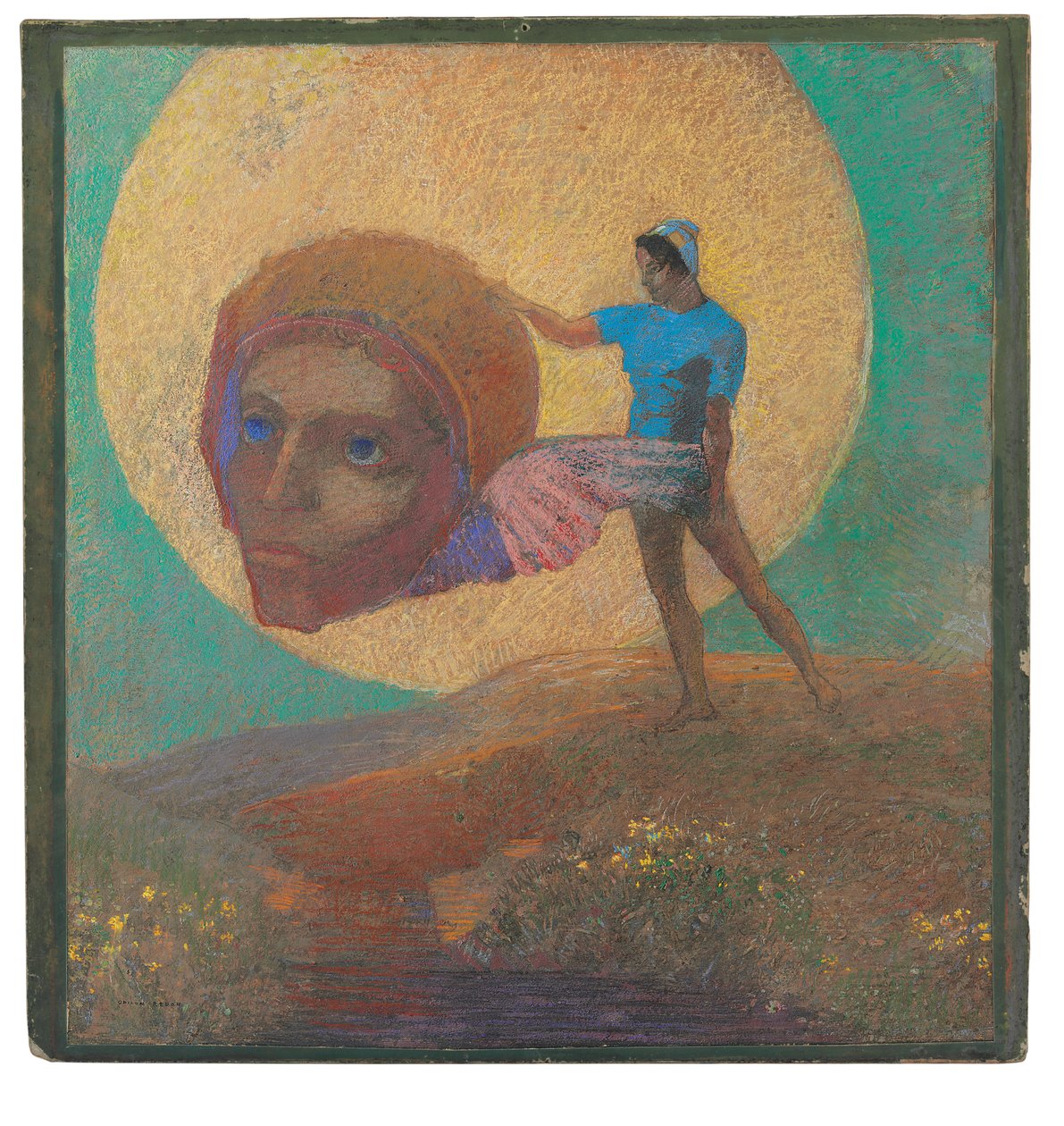 Figure carrying a winged head (The Fall of Icarus) by Odilon Redon