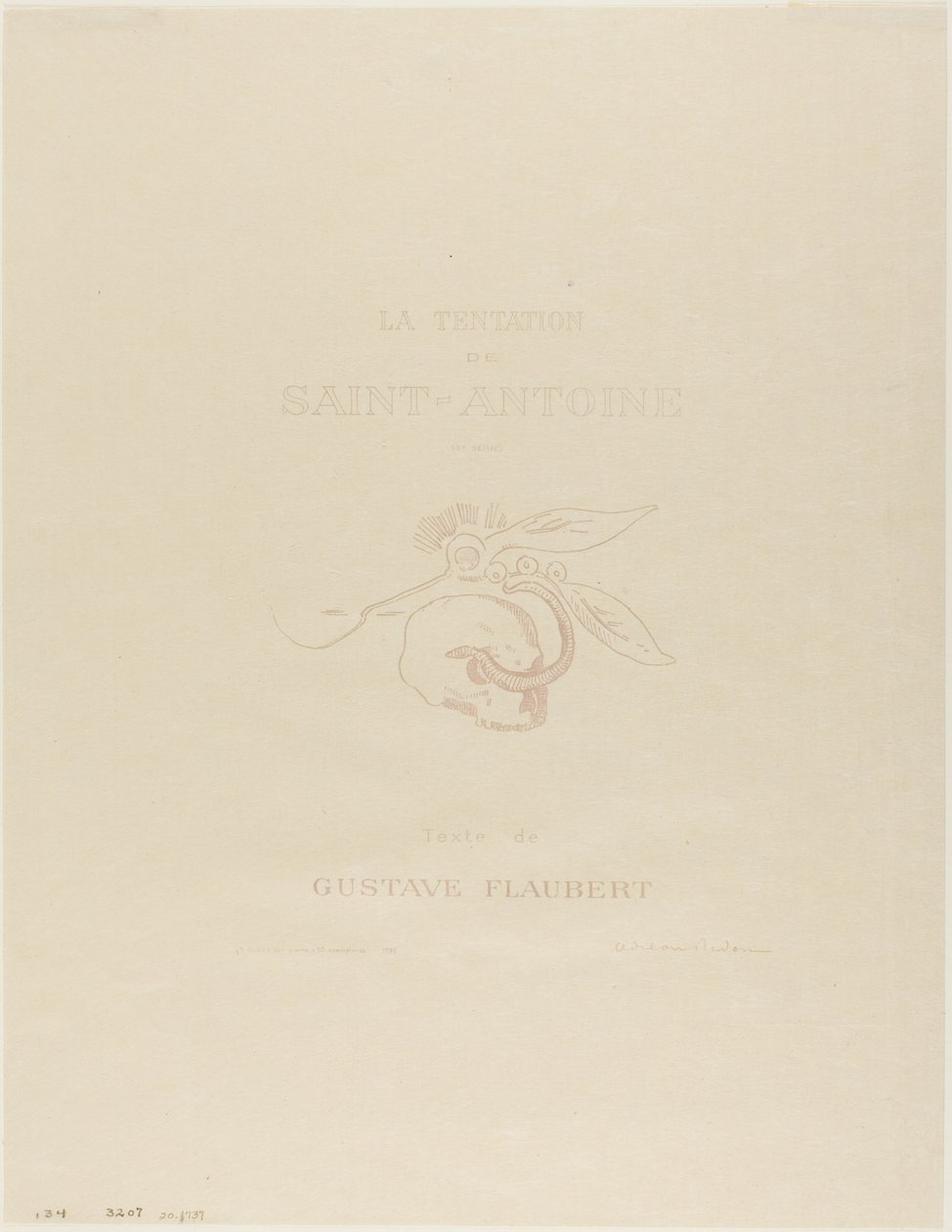 Frontispiece/Title Plate for the Tentation de St. Antoine by Odilon Redon