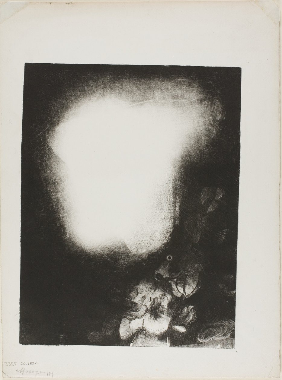 Head of Woman with Corsage of Flowers by Odilon Redon