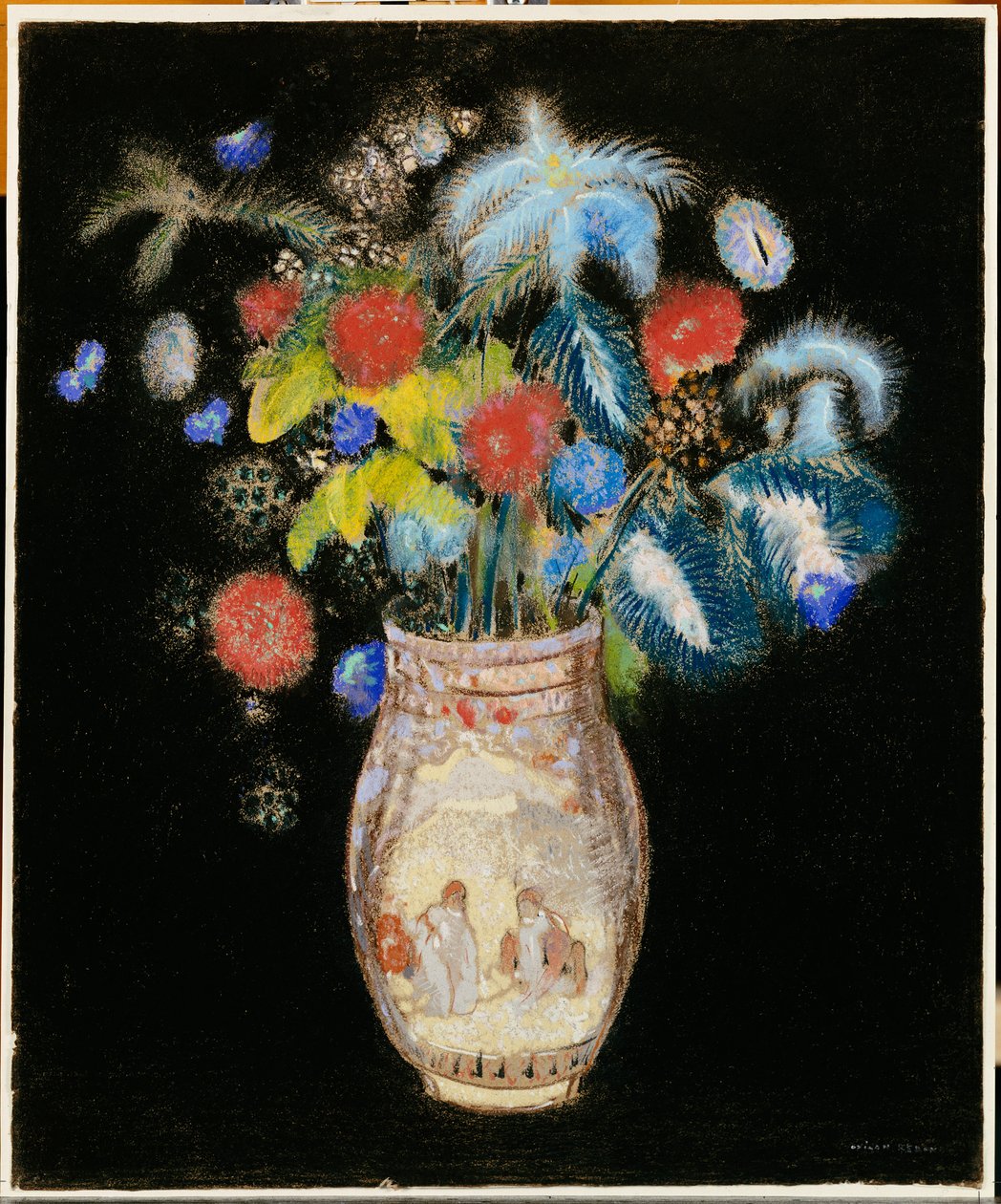 Large Bouquet on a Black Background, c.1910 by Odilon Redon