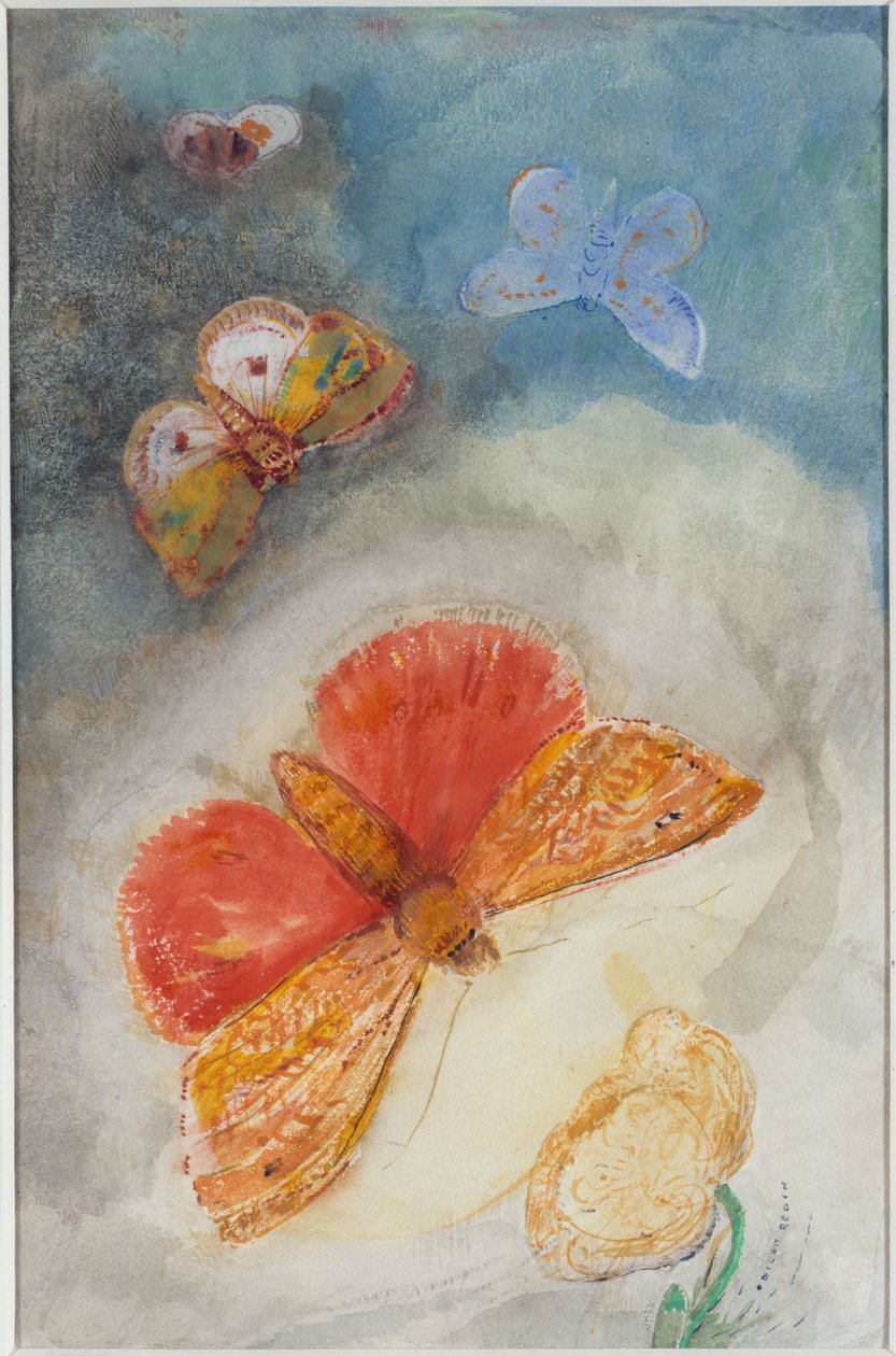 Butterflies and Flower by Odilon Redon