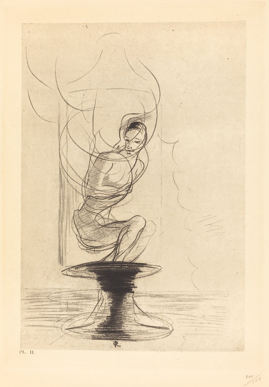 Sometimes one finds an old reminiscing flask, whence issues in full life a returning soul by Odilon Redon