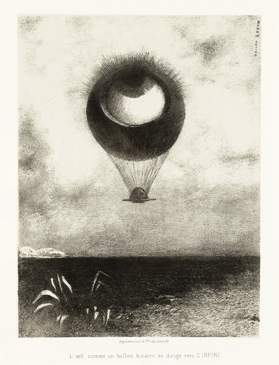 The Eye, Like a Strange Balloon, Mounts Toward Infinity by Odilon Redon