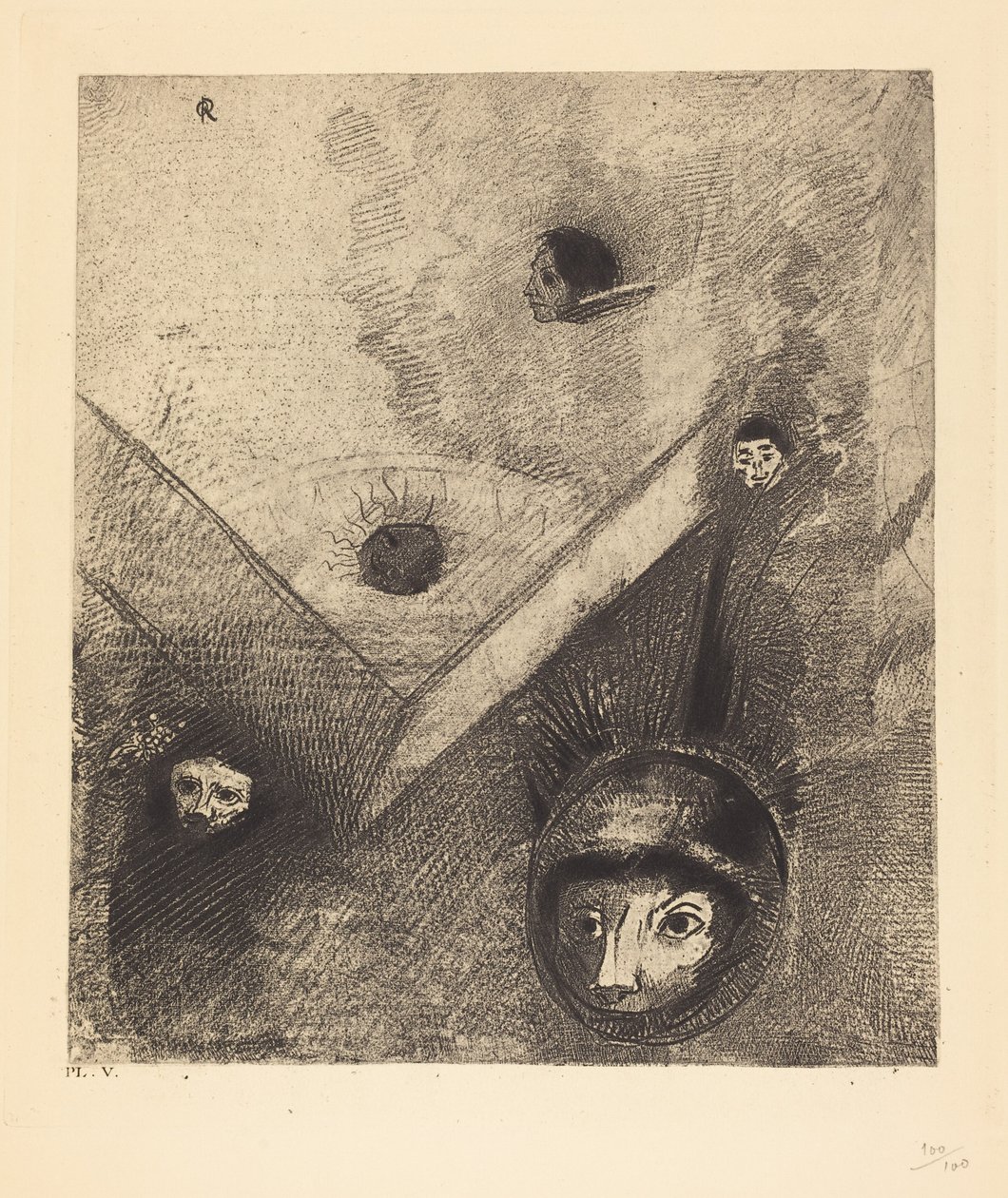 On the Backdrop of Our Nights God with His Knowing Finger Traces a Multiform Implacable Nightmare by Odilon Redon