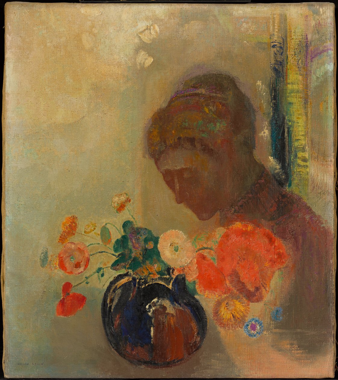 Woman with a Vase of Flowers by Odilon Redon