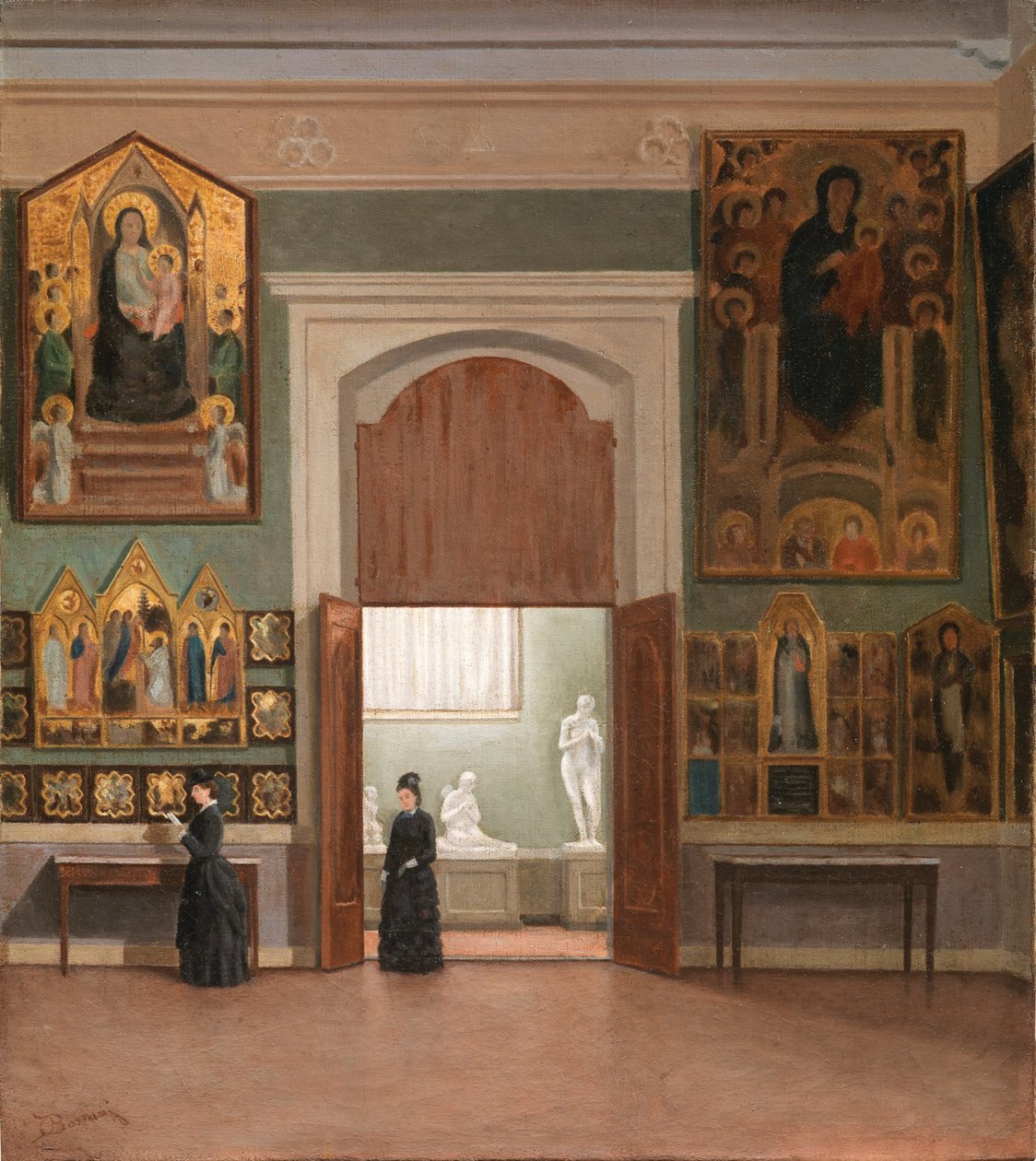 At the Accademia Gallery by Odoardo Borrani