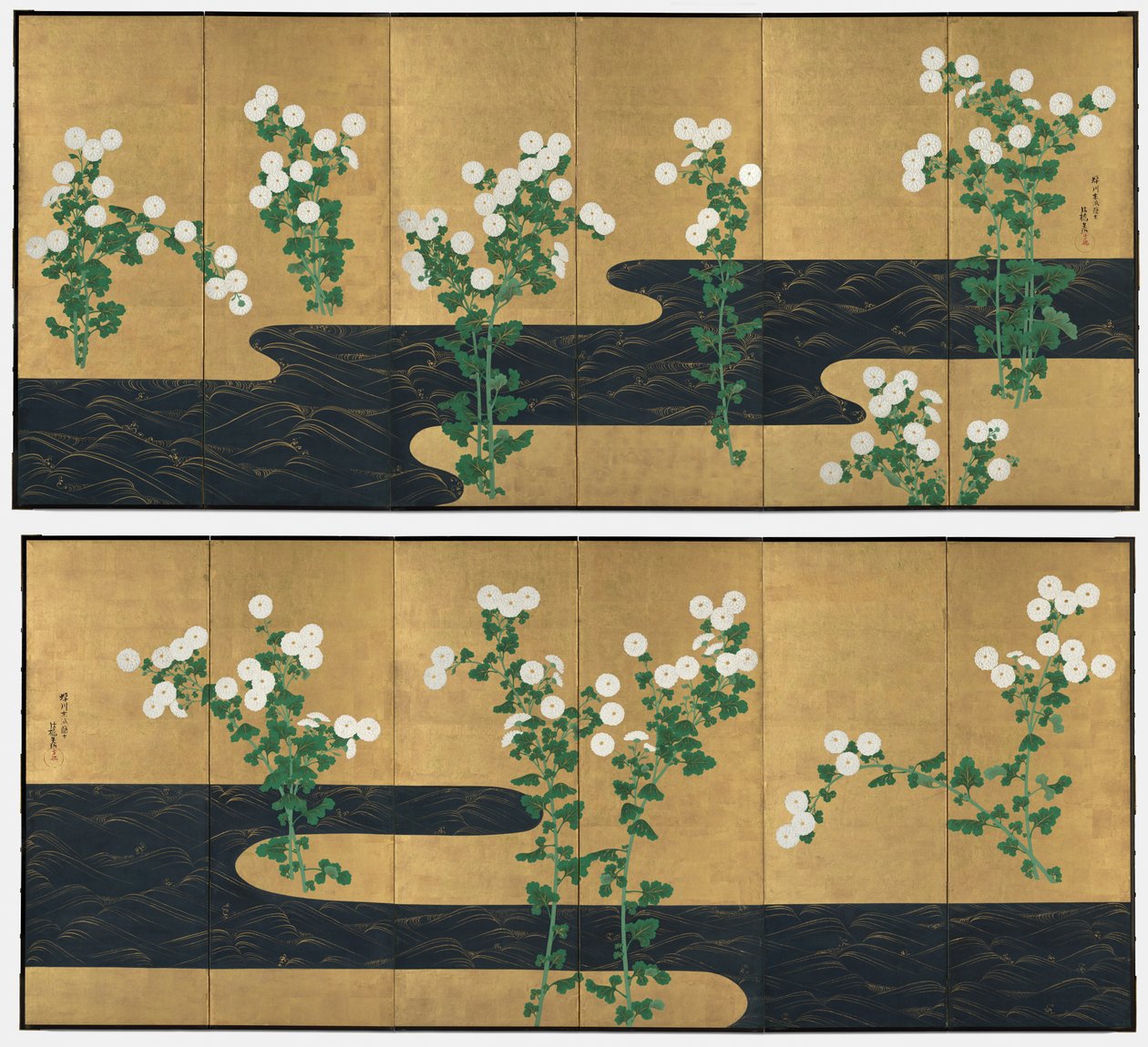 Chrysanthemums by a Stream by Ogata Korin