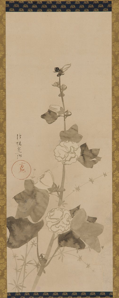Hollyhocks, Edo period, late 17th-early 18th century by Ogata Korin