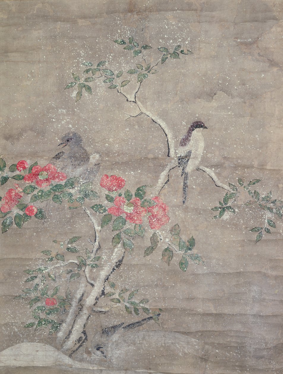 Birds and Camelia in Snow by Ogawa Haritsu