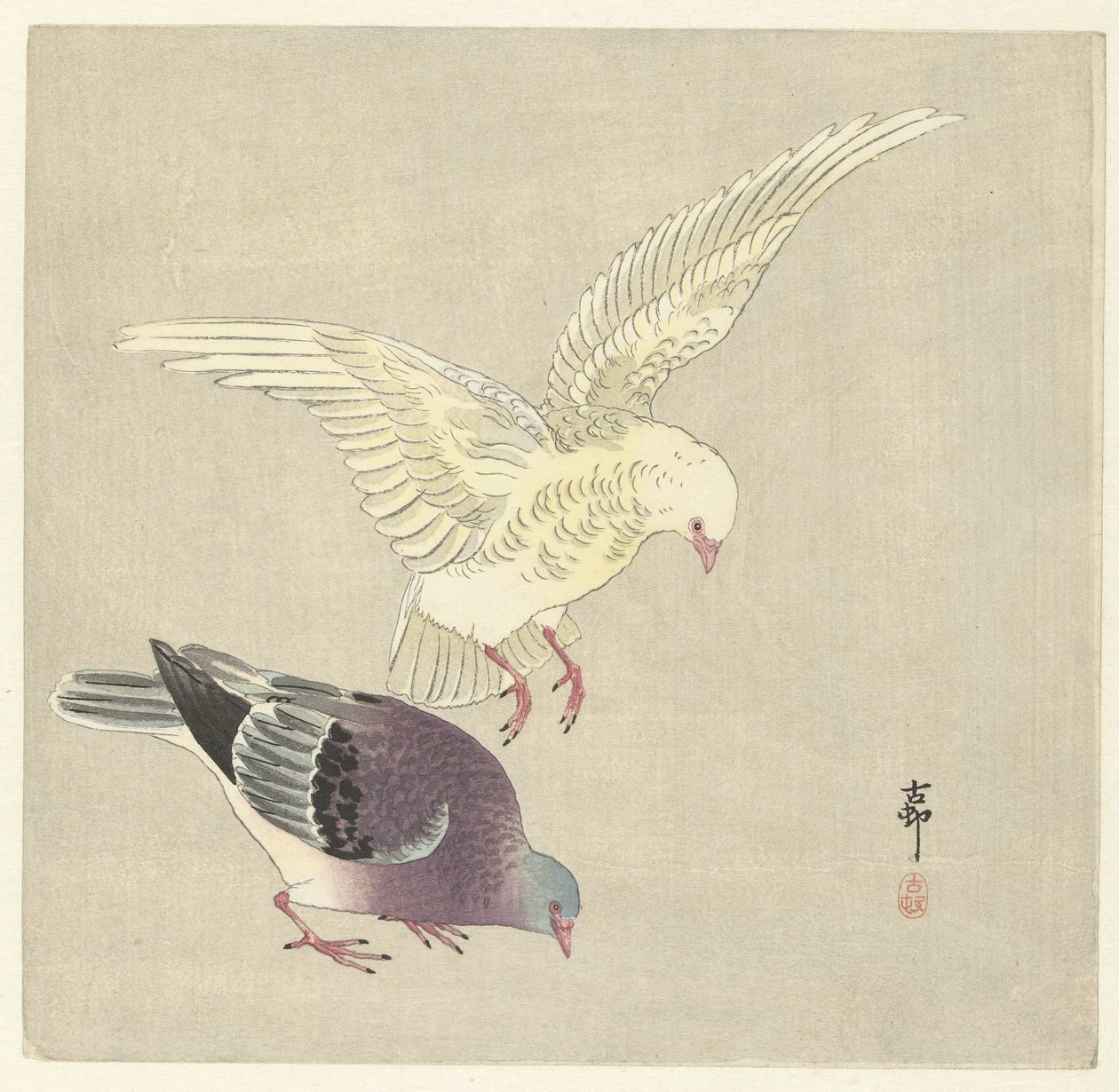 Two Doves by Ohara Koson