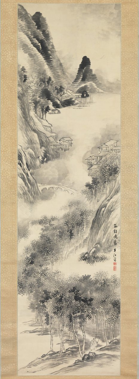 Misty Dawn at the Seashore, 19th Century by Okada Hanko