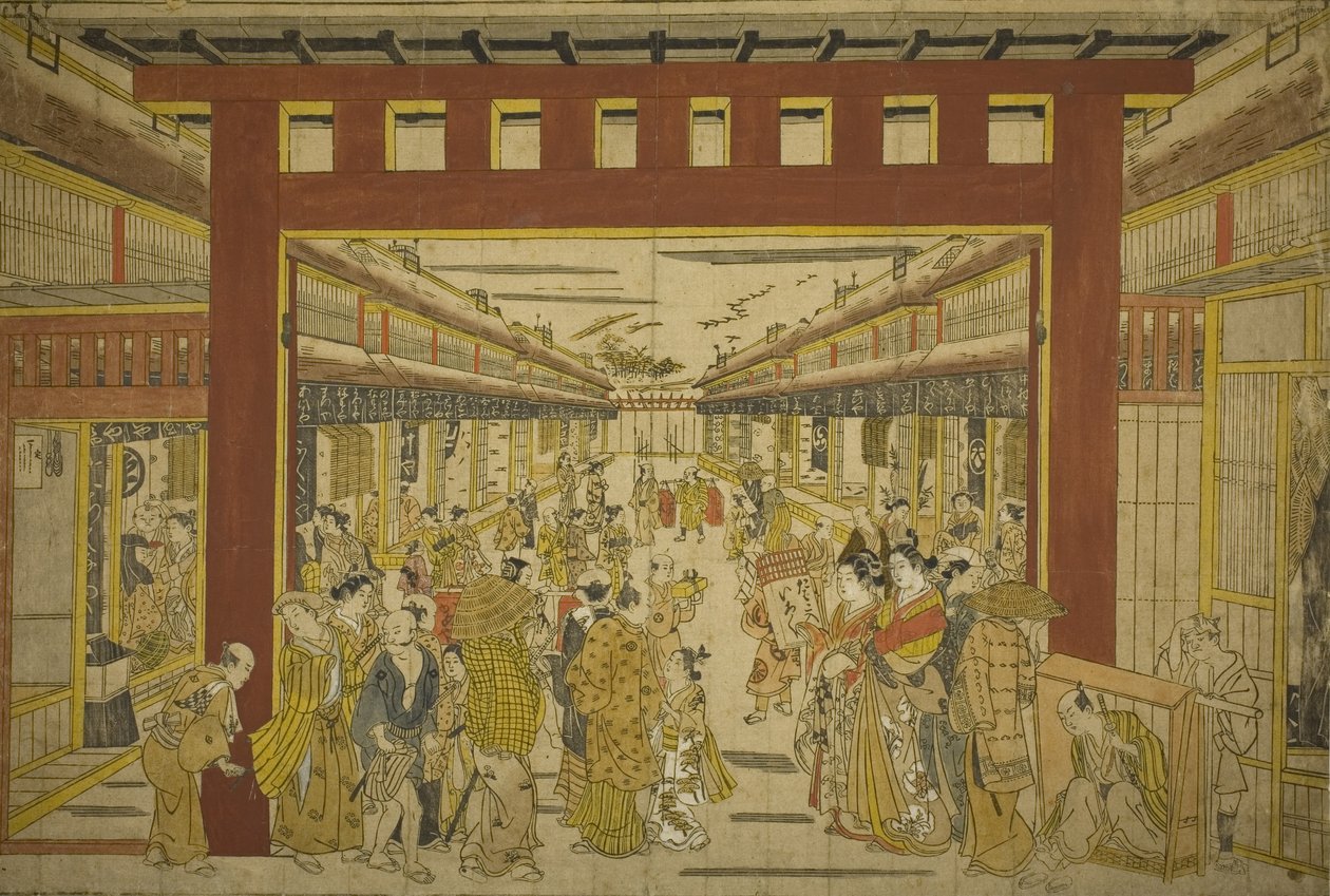 Nakanocho in the Yoshiwara by Okumura (attr. to) Masanobu