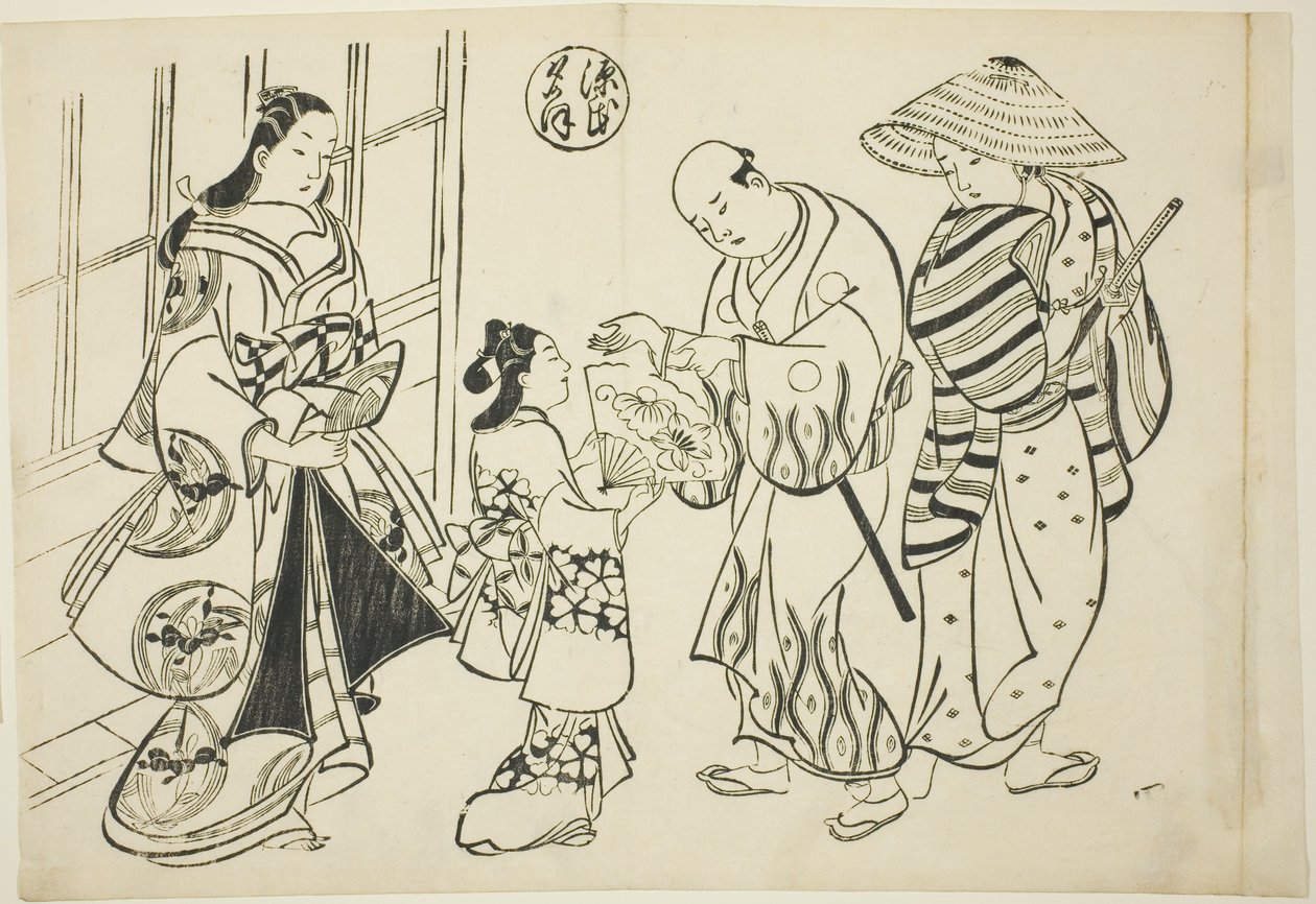 The Yugao Chapter from "The Tale of Genji", from a series of Genji parodies by Okumura Masanobu