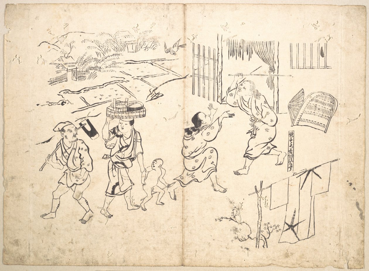 Woman Pursuing Sparrow by Okumura Masanobu