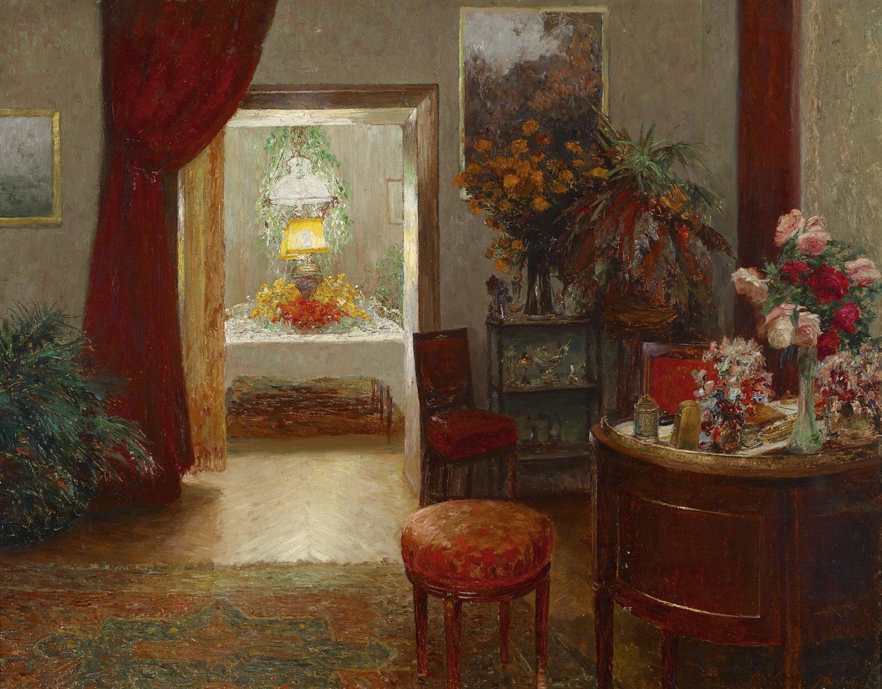 Interior with View of a Festively Laid Table by Olga Wisinger Florian