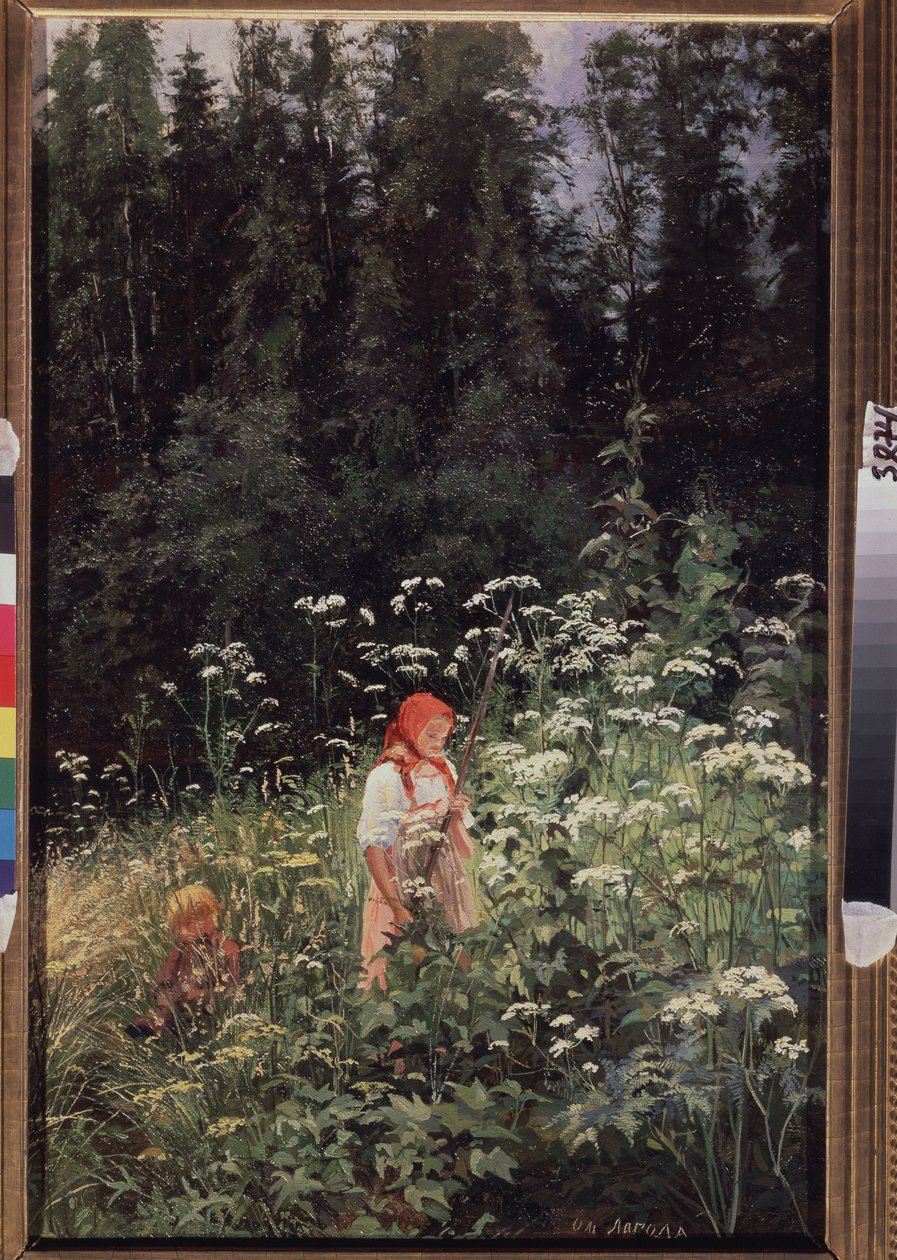 Girl at a Tuft of Grass by Olga Antonova Lagoda Shishkina