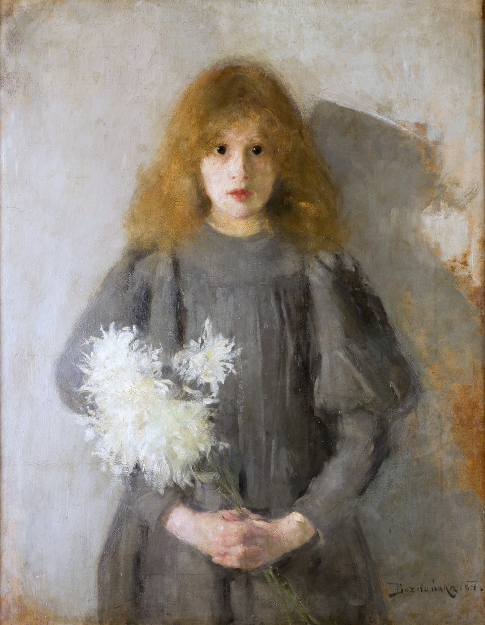 Girl with Chrysanthemums by Olga Boznanska