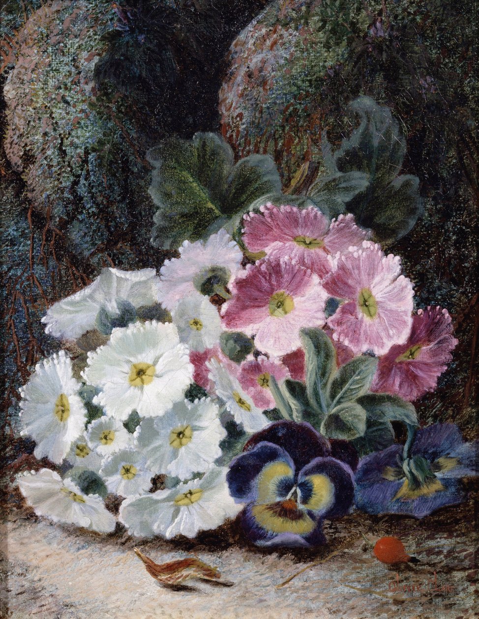 Still Life with Primroses and Pansies by Oliver Clare (c. 1853-1927) Private Collection by Oliver Clare