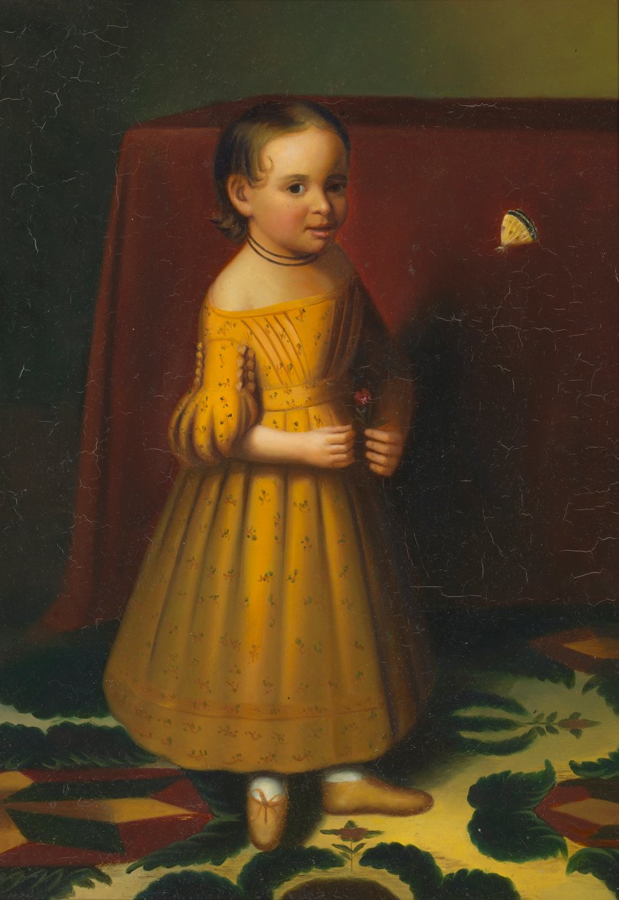 Portrait of a Young Girl with Rose and Butterfly, ca. 1838 by Oliver Tarbell Eddy