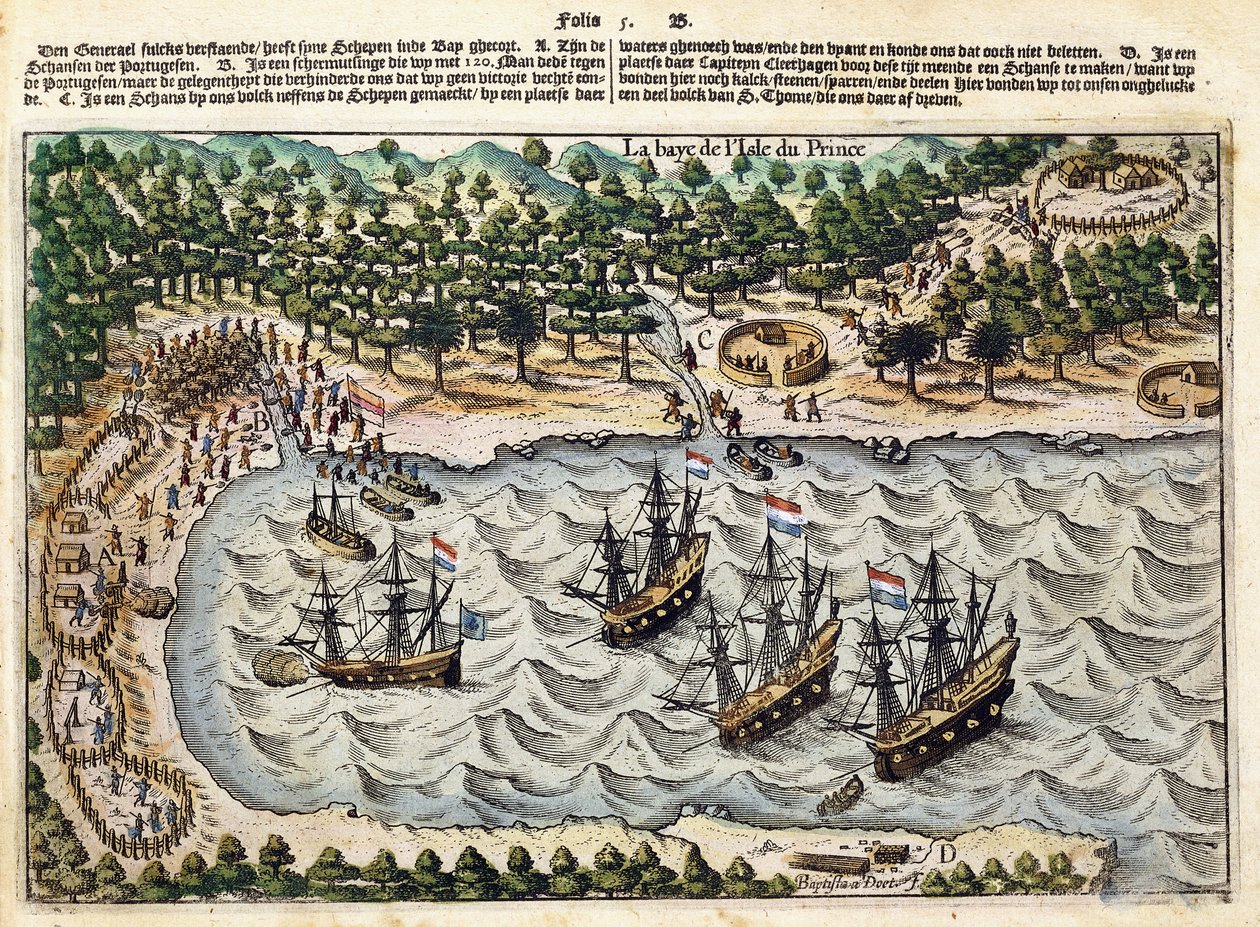 View of Dutch Ship in Harbour by Olivier van Noort
