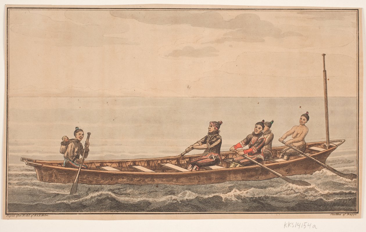 Boat. Illustration to W.A. Graah. Expedition to the east coast of Greenland by Oluf Olufsen Bagge