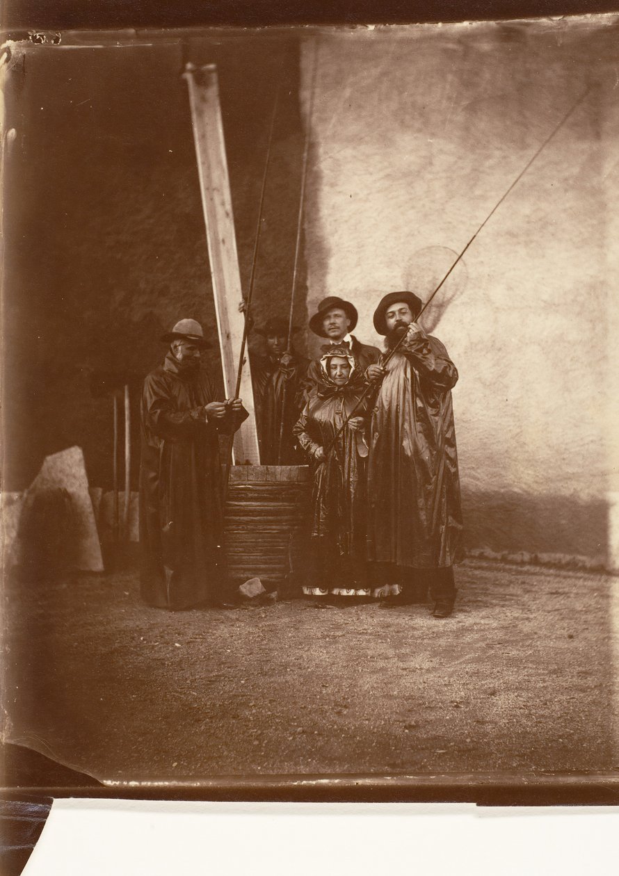 The Artist, His Mother, and Friends in Fishing Garb by Olympe Aguado