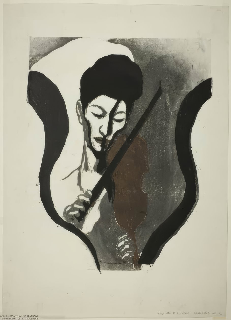 Impression of a Violinist by Onchi Kôshirô