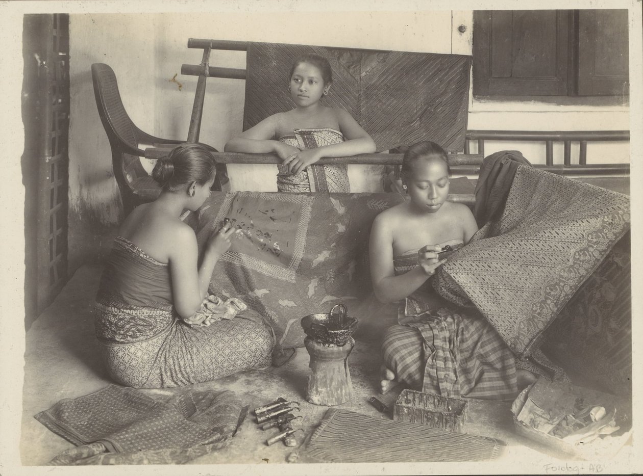 Three Batik-Making Indian Women by Onnes Kurkdjian