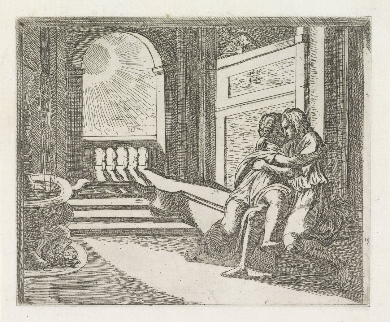 Abimelech Sees Isaac Caressing Rebekah (series title: Paintings in the Loggia of Raphael) by Orazio Borgianni