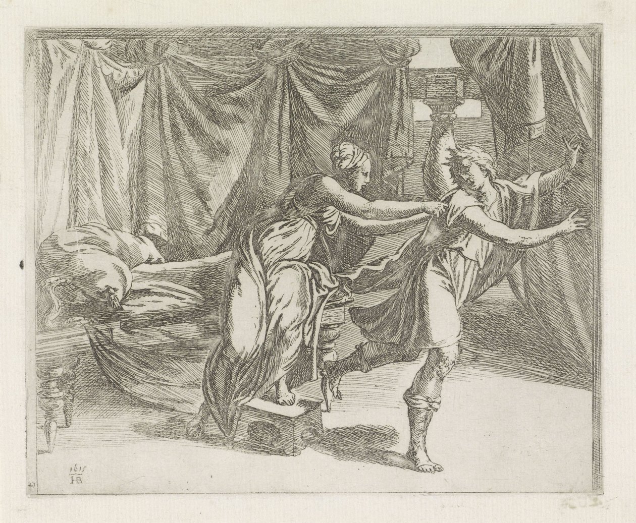Joseph and the Wife of Potiphar (series title: Paintings in the Loggia of Raphael) by Orazio Borgianni