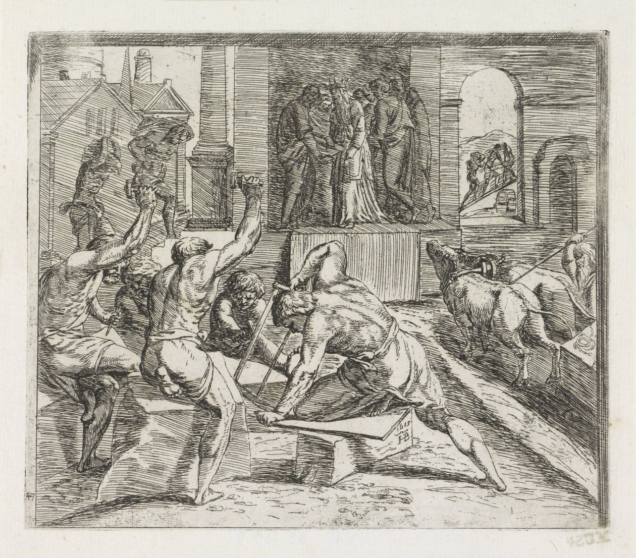 Solomon Builds the Temple in Jerusalem Paintings in the Loggia of Raphael (series title) by Orazio Borgianni