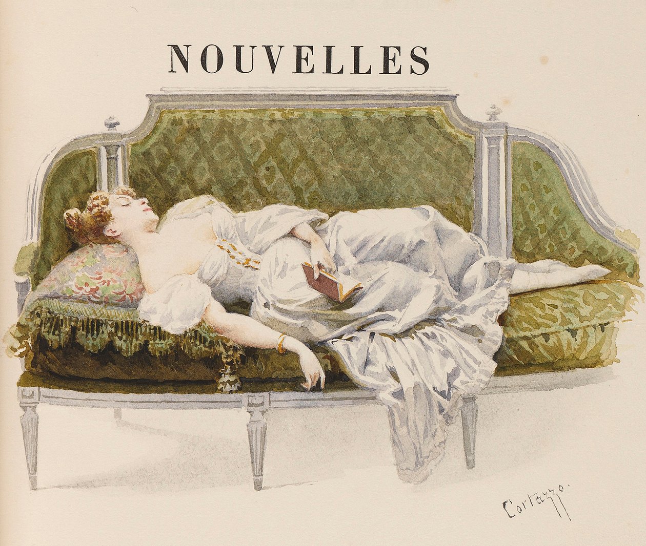 Half-title for Nouvelles by Alfred de Musset by Oreste Cortazzo