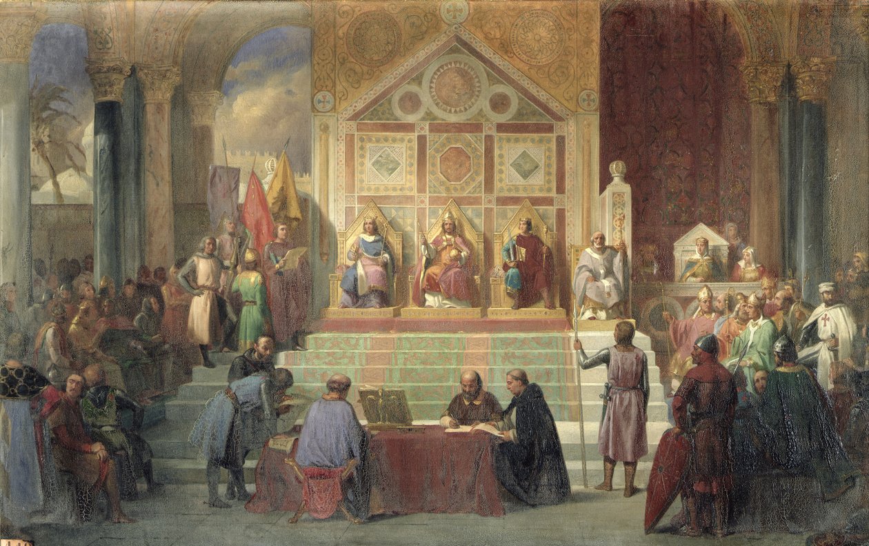 St. Louis (1214-70) King of France Receiving Robert Patriarch of Jerusalem, in Damietta in 1249, 1846 by Oscar Gue