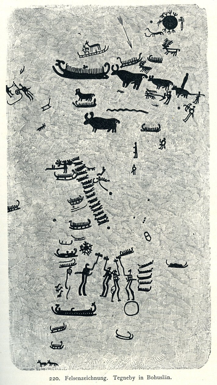 Rock Drawing Tegneby in Bohuslän by Oscar Montelius