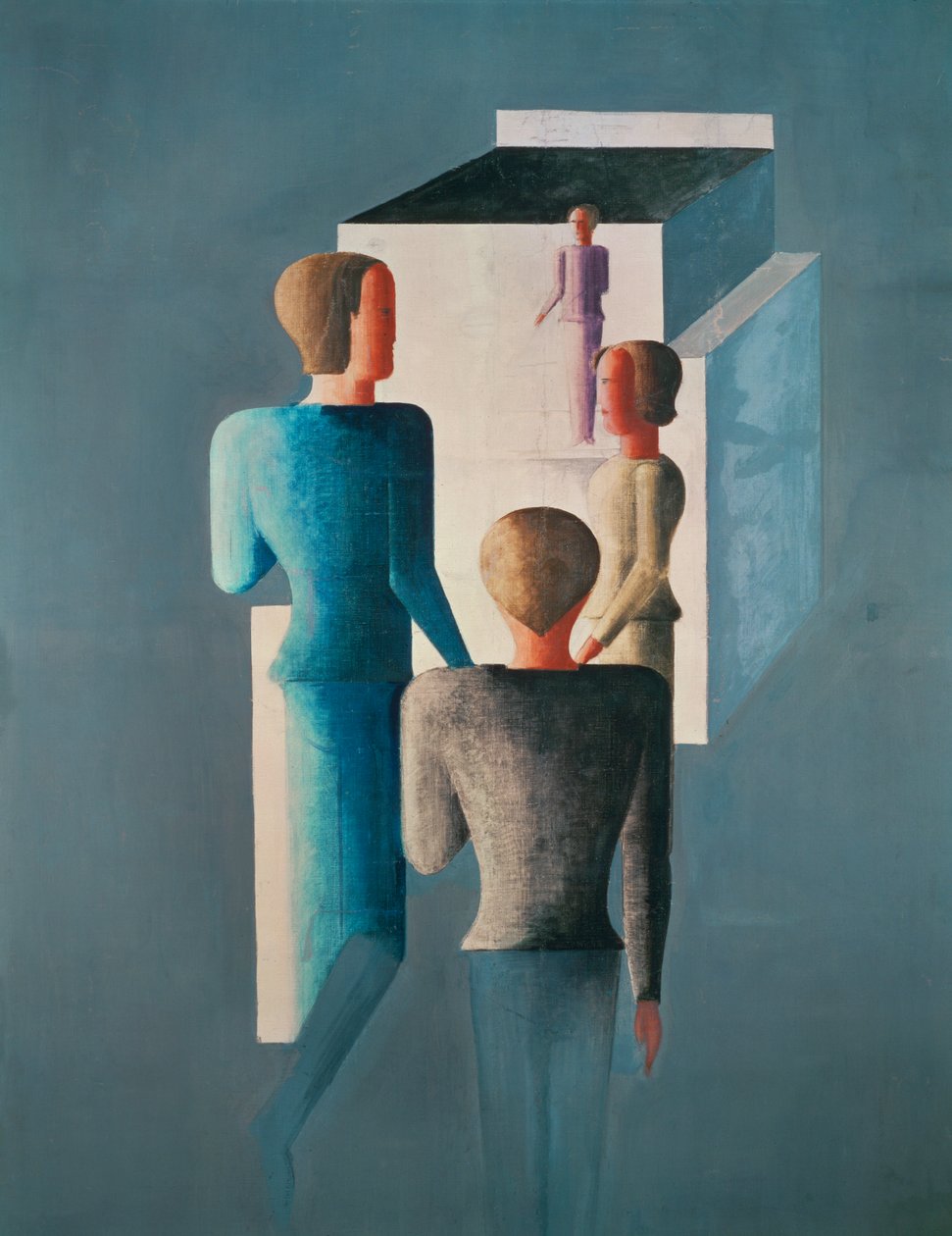 Four Figures and a Cube by Oskar Schlemmer