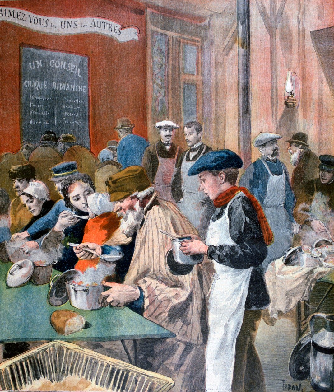 Charity of the students, the soup kitchen at Butte-aux-Cailles, Paris, 1894 by Oswaldo Tofani